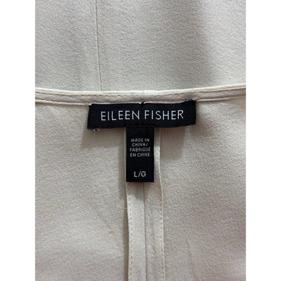 Eileen Fisher Womens Tunic Tank L Silk Ivory Scoop Neck Breathable Asymmetric - Picture 8 of 8